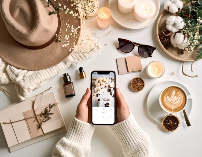 chica con un celular haciendo un sorteo instagram