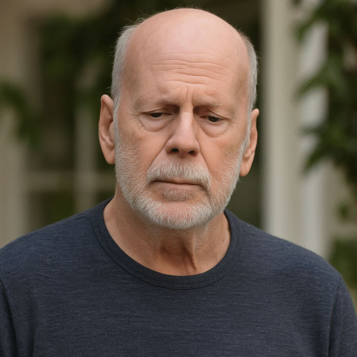 Bruce Willis con expresión triste y mirada seria