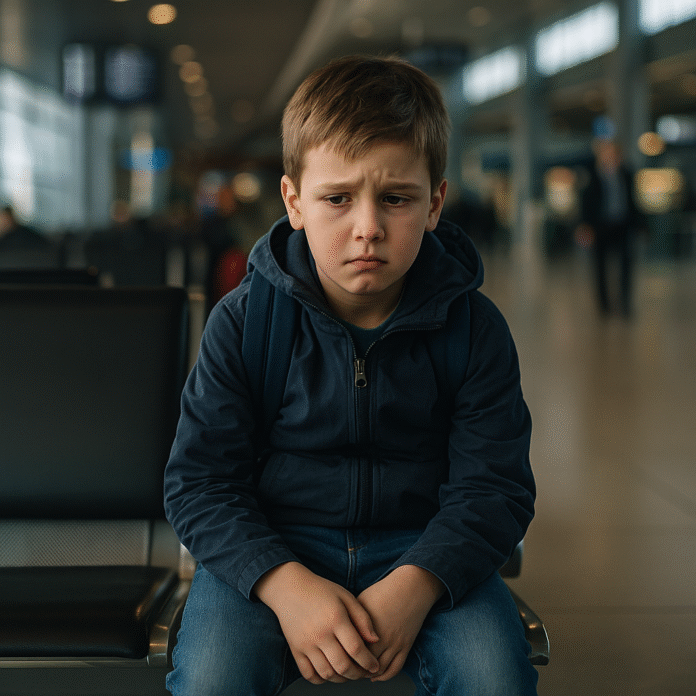 foto de niño perdido. en aeropuerto